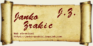 Janko Zrakić vizit kartica